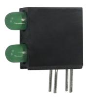 l-93a8eb2gd Kingbright L-93A8EB/2GD, Green Right Angle PCB LED Indicator, 2 LEDs, Through Hole 2.5 V