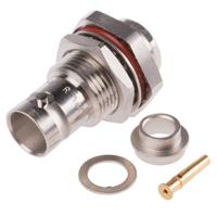 r142329000w Radiall Straight 75Ω Panel Mount BNC Connector, jack, Nickel, Clamp Termination, RG59
