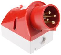 336 MENNEKES IP44 Red Wall Mount 4P 25 ° Industrial Power Plug, Rated At 16A, 400 V
