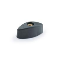 8358 Elesa  Black Glass Fibre Reinforced Polyamide Wing Knob, M6, Threaded Through Hole