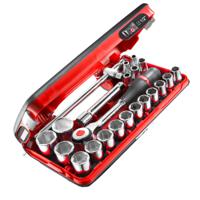 s360dbox4pb Facom 22-Piece Metric 1/2 in Standard Socket Set with Ratchet, 6 point