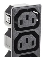 09090021 Schurter IEC C13 4 Gang Cable Trunking Power Block, 15A, 250 V ac