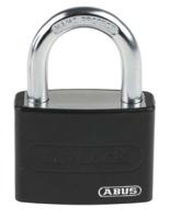49944-t65al40-black-ka-6401 ABUS Key Weatherproof Aluminium, Steel Safety Padlock, Keyed Alike, 6.5mm Shackle, 43mm Body