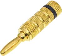 208-0282 RS PRO Black Male Banana Plug, 4 mm Connector, 32A, 30V, Gold Plating