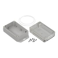 206-9098 RS PRO Light Grey Polycarbonate Enclosure, IP65, Transparent Lid, 121.4 x 81.6 x 60.2mm