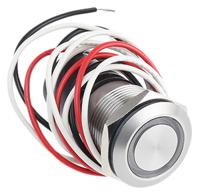 mpi002flbl24 Bulgin MPI002 Series Illuminated Push Button Switch, Momentary, Panel Mount, 19.2mm Cutout, SPST, Blue LED, IP66