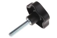 70027 Elesa  Black Multiple Lobes Clamping Knob, M10, Threaded Stud