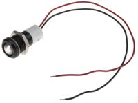 722-7435 RS PRO White Panel Mount Indicator, 12V dc, 14mm Mounting Hole Size, Lead Wires Termination, IP67