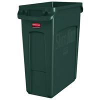 1955960 Rubbermaid Commercial Products Slim Jim 16gal Green Hinged Resin Waste Bin
