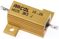 hs25-3r3-j Arcol, 3.3Ω 25W Wire Wound Chassis Mount Resistor HS25 3R3 J ±5%