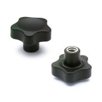 166345 Elesa  Black Glass Fibre Reinforced Polyamide Knob, M6, Threaded Hole