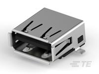 292303-9 TE Connectivity Right Angle, SMT, Socket- Single Port Type A 2.0 USB Connector