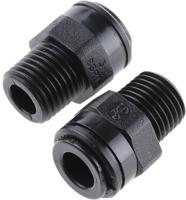 pm010802e John Guest PM Series Straight Threaded Adaptor, R 1/4 Male to Push In 8 mm, Threaded-to-Tube Connection Style