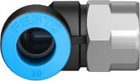 qslf-14-10-b Festo QS Series Elbow Threaded Adaptor, G 1/4 Female to Push In 10 mm, Threaded-to-Tube Connection Style, 153279