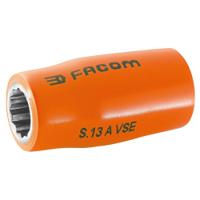 s22avse Facom 1/2 in Drive 22mm Insulated Standard Socket, 12 point, VDE/1000V, 52 mm Overall Length