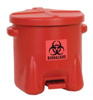 ecn945bird Eagle Biohazardous Poly Waste Cans 37.9L Red Pedal High Density Polyethylene Bio-Hazard Waste Can