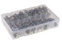 195-4059 RS PRO Grease Nipple Kit Contains H1 Straight 1/4 in BSP (x50); H2-45 1/4 in BSP (x50); H3-90 1/4 in BSP (x50); Box