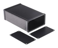 1455n1601bk Hammond 1455 Series Black Aluminium Enclosure, IP54, Black Lid, 160 x 103 x 53mm
