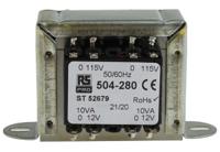 504-280 RS PRO 20VA 2 Output Chassis Mounting Transformer, 12V ac, IEC 61558-2-6