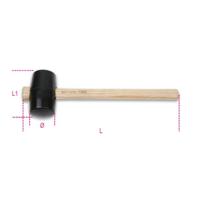 1393-50 BETA Rubber Hard Rubber Hammer with Wood Handle, 280g