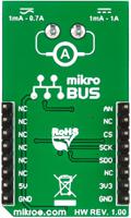mikroe-2377 MikroElektronika Ammeter Click Current Measurement for MAX6106, MCP3201, AD8616 for MikroBus