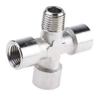 0909-00-13 Legris Cross Threaded Adaptor, R 1/4 Male to G 1/4 Female, Threaded Connection Style