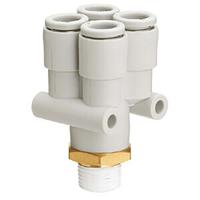 kq2ud06-02as SMC KQ2 Series Double Y Threaded-to Tube Adaptor, Push In 6 mm to Push In 6 mm, Threaded-to-Tube Connection Style