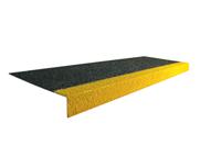 grp010704s Coba Europe Black/Yellow Stair Tread Glass Fibre Reinforced Plastic, Silicone Carbide Edge Protection, Solid Finish