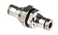 3816-04-00 Legris LF3800 Series Bulkhead Tube-to-Tube Adaptor, Push In 4 mm to Push In 4 mm, Tube-to-Tube Connection Style