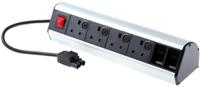 839-9796 RS PRO Type G - British 4 Gang Power Distribution Unit, 1m Cable, 230V, Fused