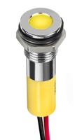 249-4323 RS PRO Yellow Panel Mount Indicator, 2V dc, 8mm Mounting Hole Size, Lead Wires Termination, IP67