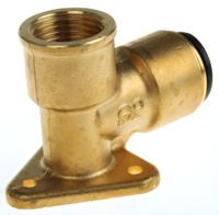pm15wb JG Speedfit Brass Pipe Fitting, 90° Push Fit Wall Plate Elbow Adapter, Female 1/2in to Female 15mm