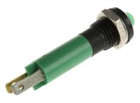 190413z1 CML Innovative Technologies Green Panel Mount Indicator, 24V, 8mm Mounting Hole Size, Solder Tab Termination, IP67