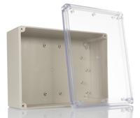 rp1465c Hammond RP Series Light Grey ABS General Purpose Enclosure, IP65, Clear Lid, 220 x 165 x 85mm