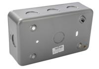 361-1984 RS PRO Grey Matte Mild Steel Back Box, BS, IP20,  Surface Mount, 2 Gangs, 147mm