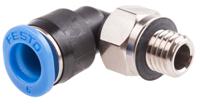 qsml-m7-6 Festo QS Series Elbow Threaded Adaptor, M7 Male to Push In 6 mm, Threaded-to-Tube Connection Style, 186353