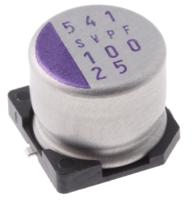 25svpf100m Panasonic 100μF Surface Mount Polymer Capacitor, 25V dc