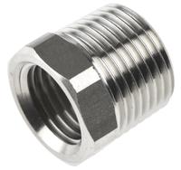 1863-17-13 Legris Stainless Steel Pipe Fitting, Straight Hexagon Reducer, Male R 3/8in x Female G 1/4in