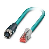 1407443 Phoenix ContactNBC, 1m Cat5, Blue RJ45 to Male M12 Female Shielded, Terminated Polyurethane Sheath