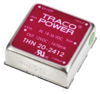 thn-20-2412 TRACOPOWER THN 20 DC-DC Converter, 12V dc/ 1.67A Output, 18 → 36 V dc Input, 20W, Through Hole, +85°C Max Temp