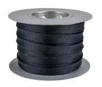 hegpx20-bk-rl30mt HellermannTyton Expandable Braided PET Black Cable Sleeve, 20mm Diameter, 30m Length