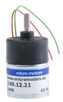 l149-12-21 Micromotors Brushed Geared DC Geared Motor, 12 V dc, 2.5 Ncm, 80 rpm, 4mm Shaft Diameter