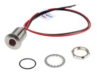 139-3349 RS PRO Red Panel Mount Indicator, 10.8 → 13.2V dc, 10mm Mounting Hole Size, Lead Wires Termination, IP67