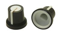 302-689 RS PRO 16.2mm Black Potentiometer Knob for 6mm Shaft D Shaped