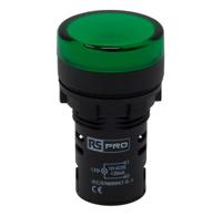271-7481 RS PRO, Panel Mount Green LED Pilot Light, 22mm Cutout, IP65, Round, 12V ac/dc