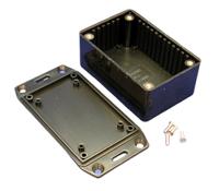 1591lflbk Hammond 1591 Series Black Flame Retardant ABS Enclosure, IP54, Flanged, Black Lid, 85 x 56 x 35mm