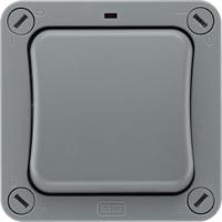 wp12-02 BG Electrical Grey Outdoor Light Switch, 2 Way, 1 Gang, Storm
