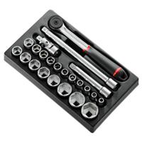mods161-36 Facom 23-Piece Metric 1/2" Standard Socket Set with Ratchet, 6 point