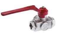486-338 RS PRO Brass Reduced Bore, 3 Way, Ball Valve, Threaded, BSPP 1/2in, 40bar Operating Pressure