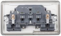 k2948bss MK Electric Silver 2 Gang Plug Socket, 2 x 2P + E Poles, 13A, Type G - British
